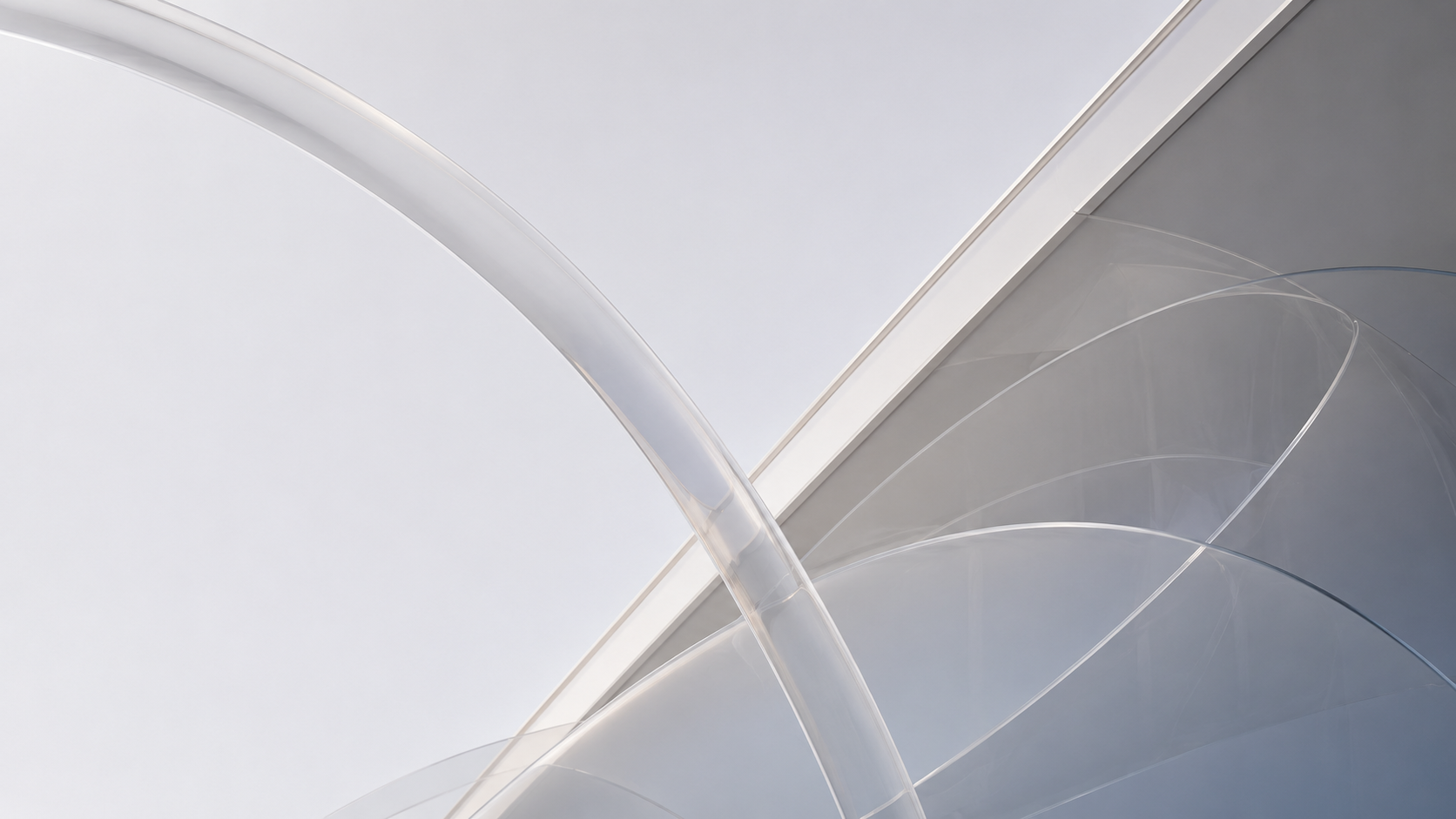 Structural glass arcs in white and silver